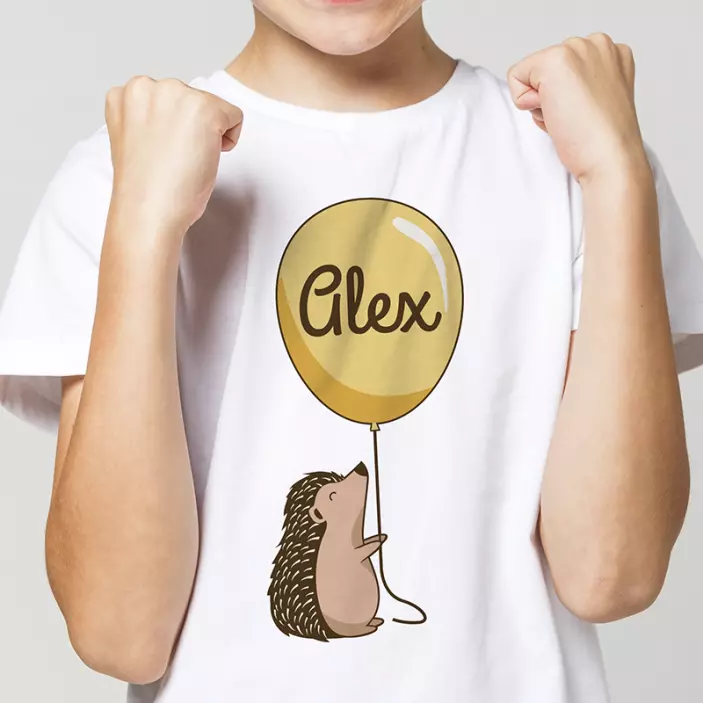 Balonlu ve isimli t-shirt ile kirpi - TenStickers