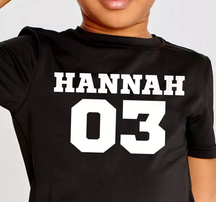 Beyaz özel numara ve isim yazılı tişörtler - TenStickers