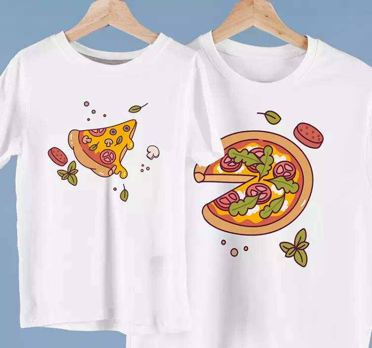 Bir dilim eksik baba oğul gömlek ile pizza - TenStickers