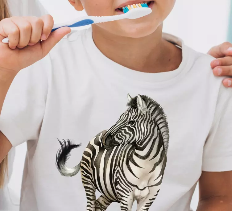 Bir zebra çocuk t-shirt portresi - TenStickers