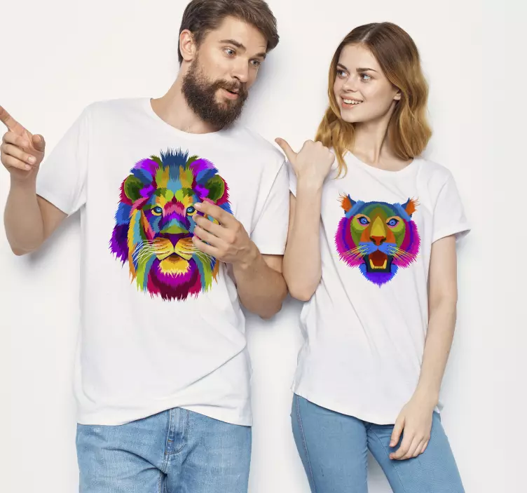 Aslan ve dişi aslan çift t shirt - TenStickers