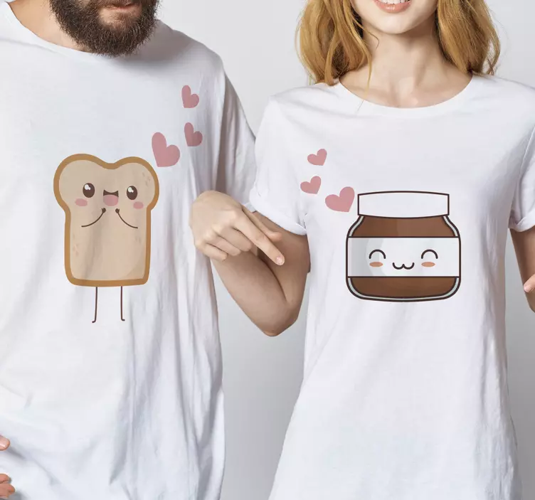 Ekmek ve nutella çift t shirt - TenStickers