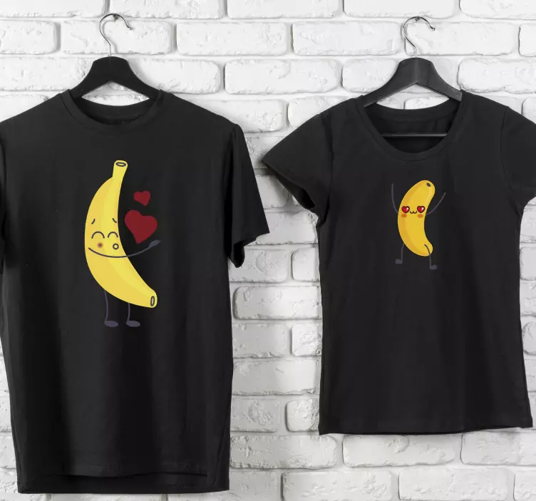 Kalpler çift t shirt ile komik aşk muz - TenStickers