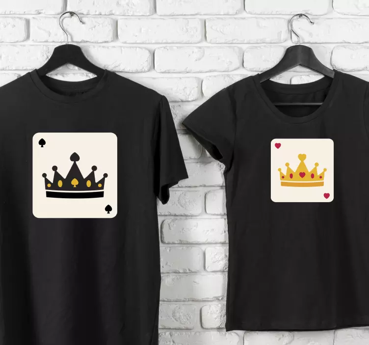 Kral kraliçe kart deseni çift t shirt - TenStickers