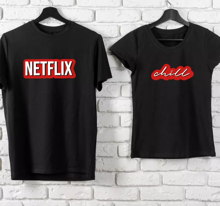 Netflix ve chill çift tişörtleri - TenStickers