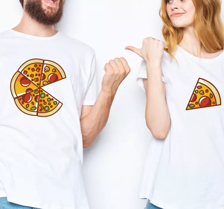 Pizza eşleşen parçalar desen çift t shirt - TenStickers