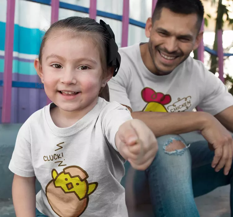 Civciv ve tavuk baba ve çocuk t-shirt - TenStickers