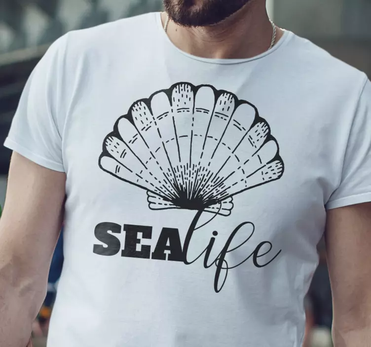 Deniz yaşamı ve deniz kabukları özel tişört - TenStickers