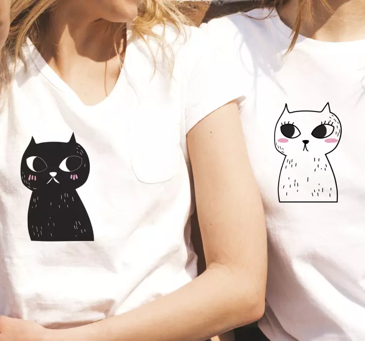 Eşleşen kediler çift t shirt - TenStickers