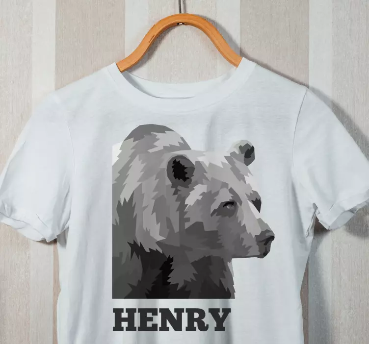 Isim ile geometrik-hayvanlar gri ayı tişörtleri - TenStickers