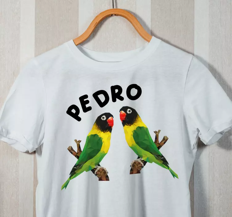 Isim yazılı geometrik kuş t-shirt çifti - TenStickers