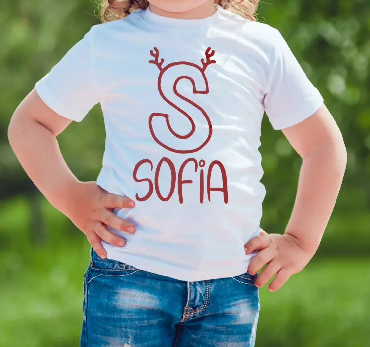 Isim ile kişiselleştirilmiş ren geyiği çocuk tişörtleri - TenStickers