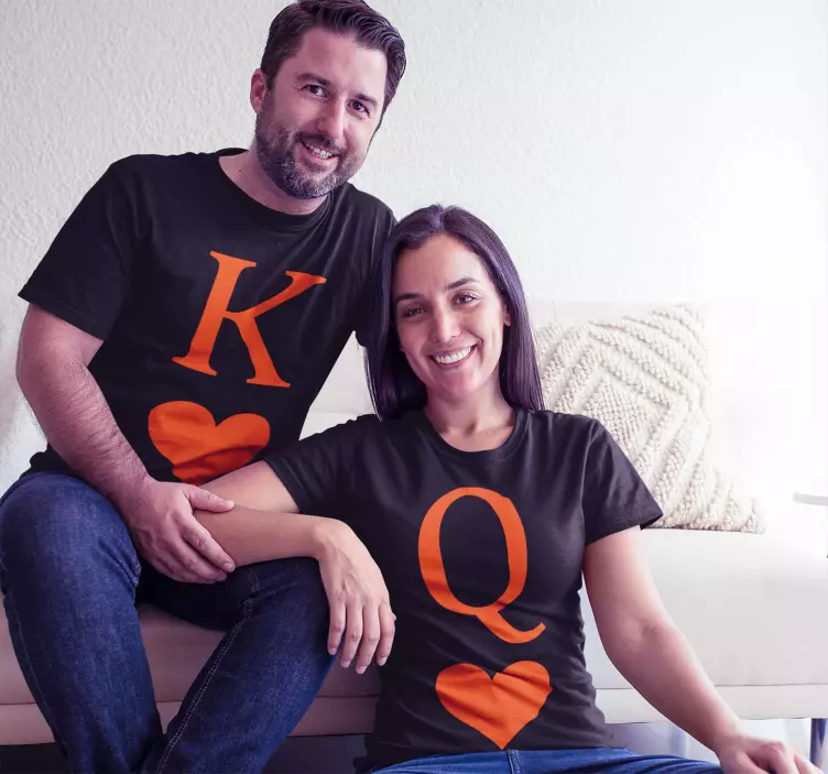 Kraliçe ve kral poker versiyonu çift t gömlek - TenStickers