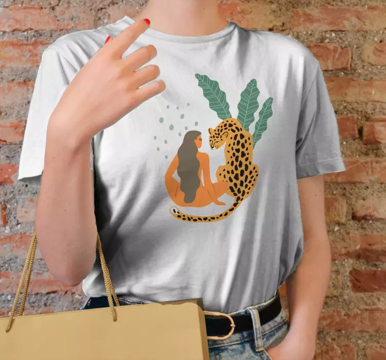 Modaya uygun kadın ve leopar özel tişört - TenStickers
