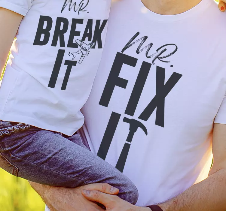 Mr fix it shirt baba ve oğul gömlek - TenStickers
