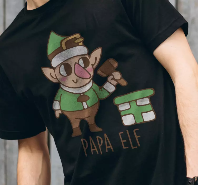 Papa elf festivali motifi Noel tişort - TenStickers
