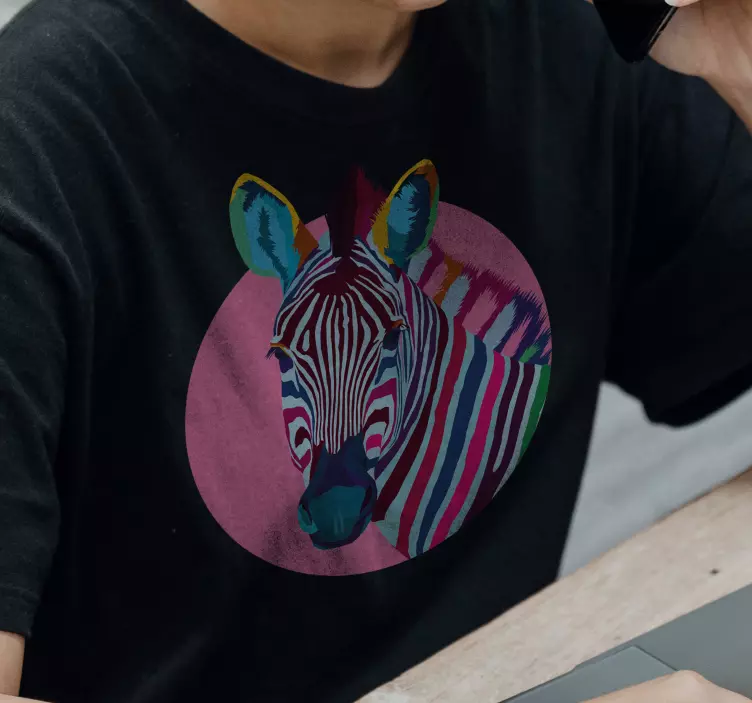 Renkli pop art zebra t-shirt - TenStickers