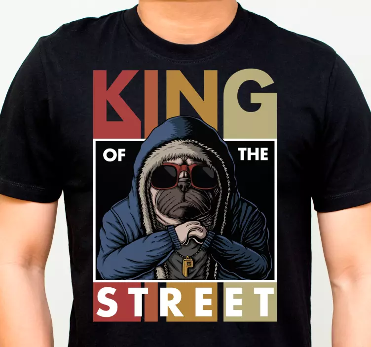 Pug king sokak giyimi tişort - TenStickers