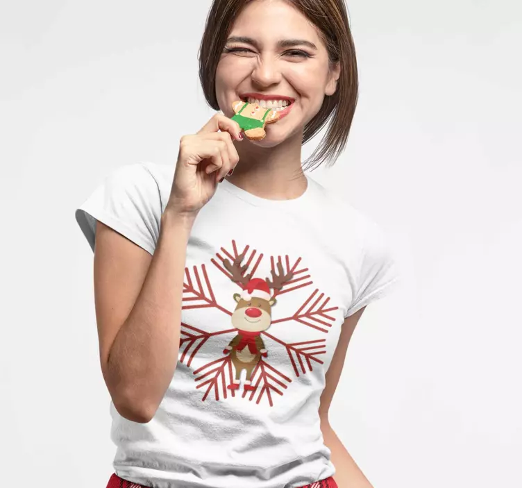 Ren geyiği ve pul noel t-shirt - TenStickers