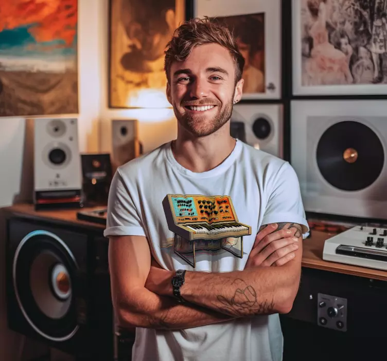 Retro sintisiz klavyeRetro Sintezli Klavye tişort - TenStickers