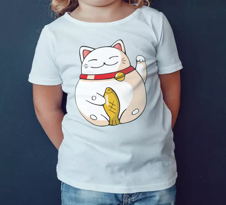 Balık çocuk t-shirt ile şirin kedi - TenStickers