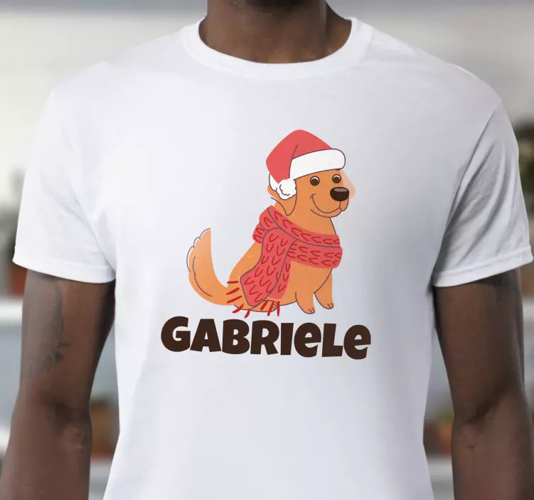 Isim ile yılbaşı köpek tasarımı t-shirtler - TenStickers