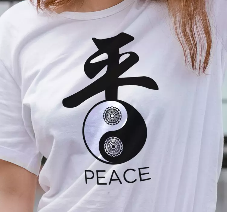 Ying yang desenli t-shirt - TenStickers