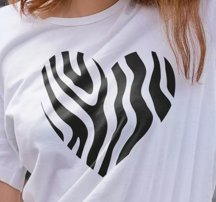 Zebra desenli kalpli t-shirt - TenStickers
