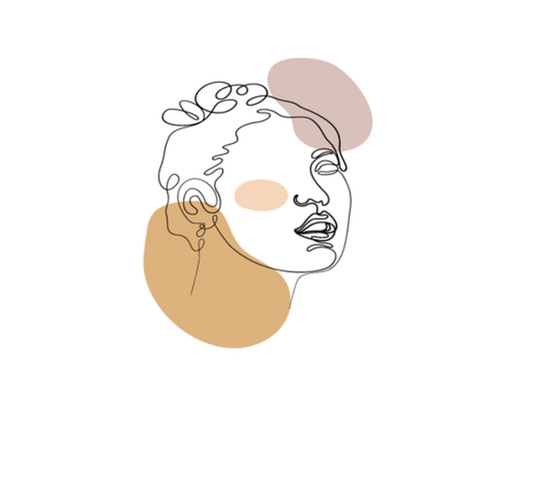 Soyut yüz ve daireler beyaz pvc halı - TenStickers