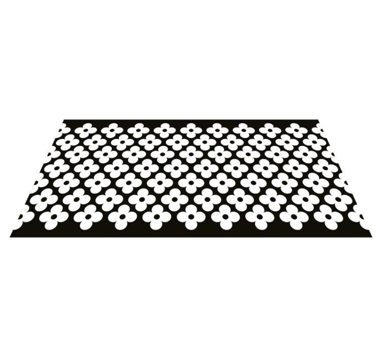 Basit çiçek şekilleri siyah pvc halı - TenStickers