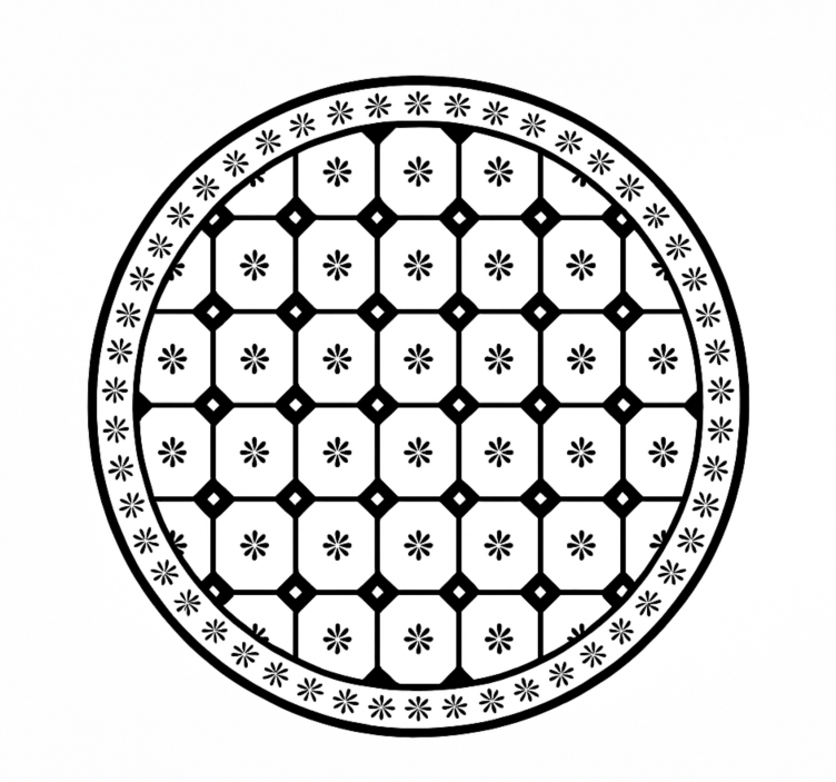 Siyah-beyaz fayans deseni yemek odasi pvc halı - TenStickers