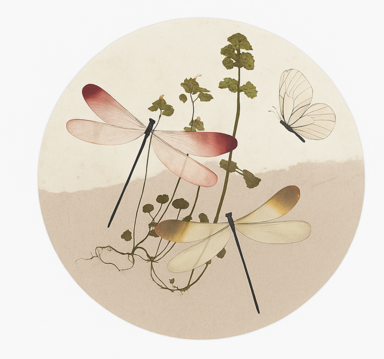 Preslenmiş doğa kolajı yemek odasi pvc halı - TenStickers