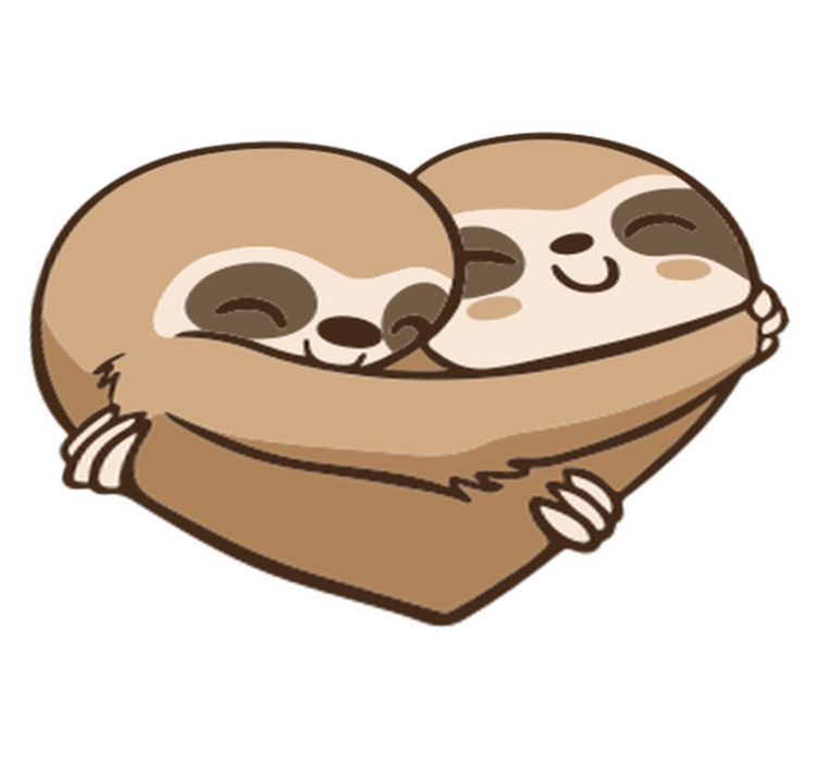 Hayvan pvc halı anime sloth kalp - TenStickers