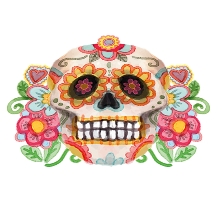 Cadılar bayramı pvc halı çiçekli kafatası - TenStickers