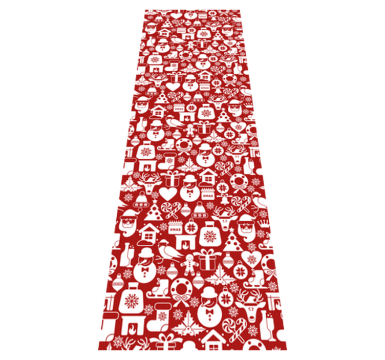 Noel pvc halı kırmızı arka planda noel simgeleri - TenStickers