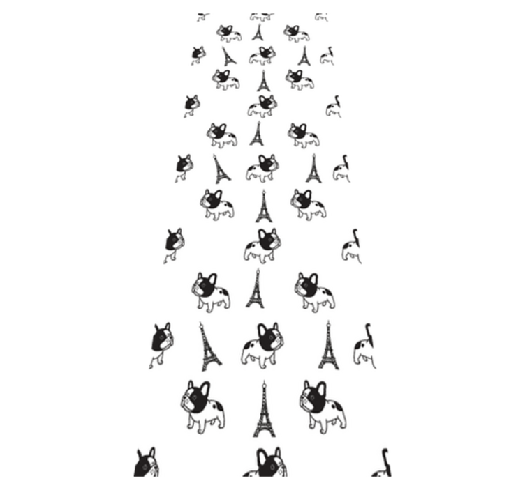 Yatak odası pvc halı paris'teki fransız bulldogu - TenStickers