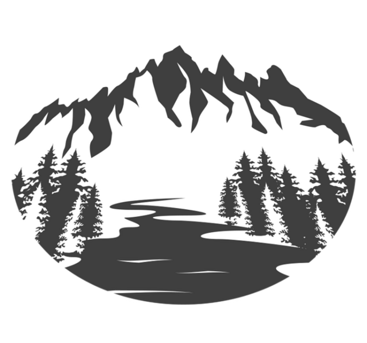 Doğa pvc halı dağ manzarası silueti - TenStickers