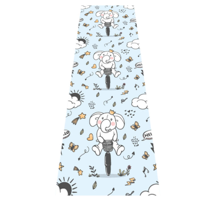 Yatak odası pvc halı filin bisiklet sürdüğü desen - TenStickers