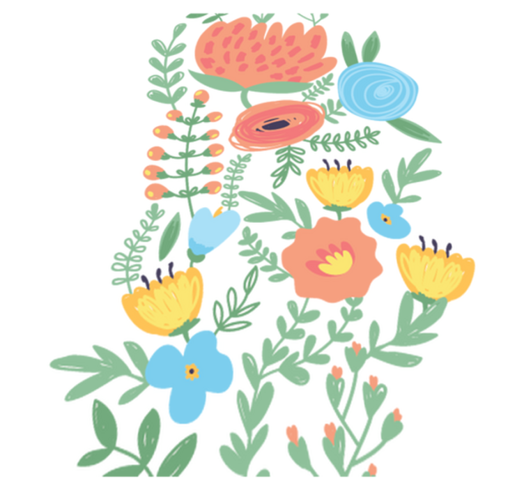 Çocukta pvc halı - kapı için çiçekli yapışkan - TenStickers