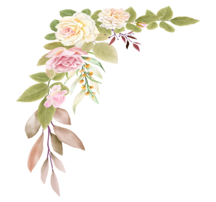 Yatak odası pvc halı pembe ve beyaz güller - TenStickers