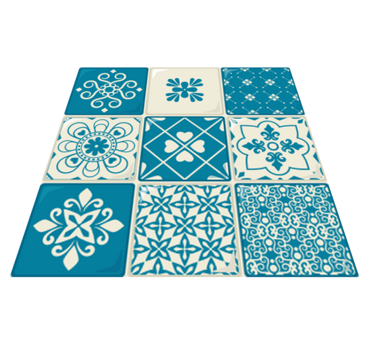 Mutfak pvc halı gri ve mavi desenli - TenStickers