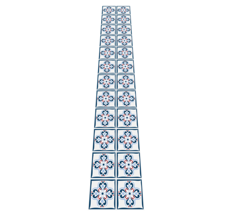 Mutfak pvc halı - mavi ve kırmızı tipik portekiz karosu - TenStickers