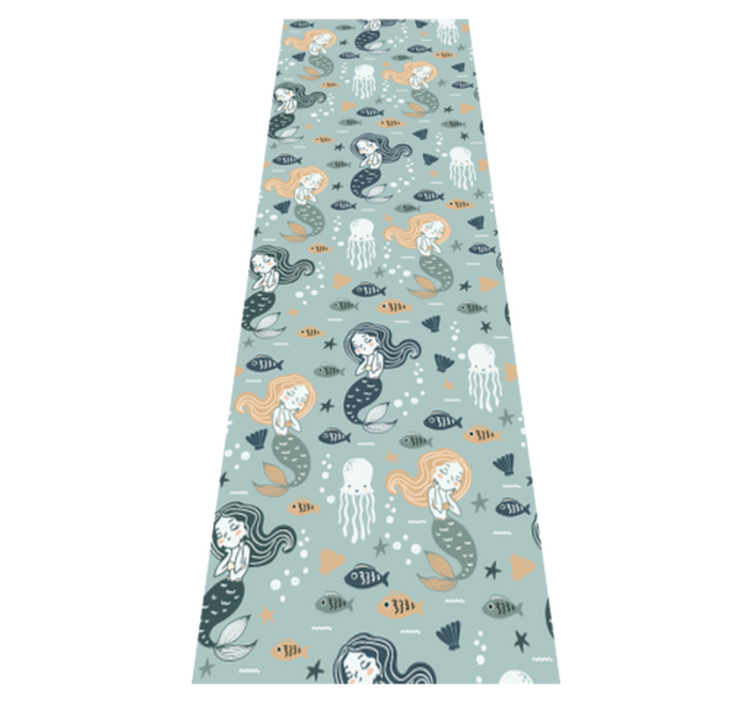 Yatak odası pvc halı mavi sihirli deniz kızı deseni - TenStickers
