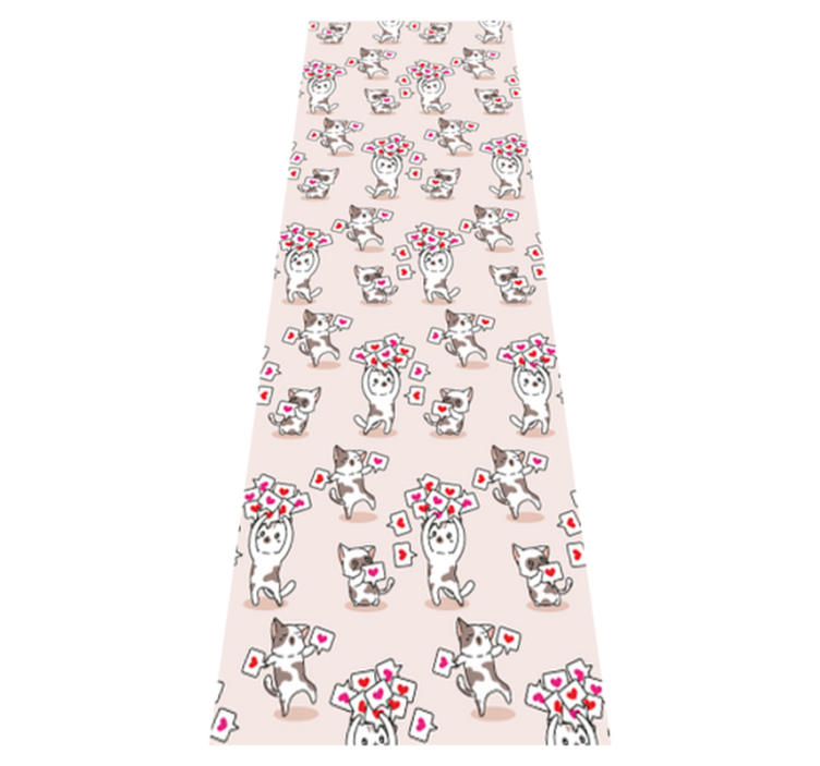 Yatak odası pvc halı kalp simgeli kedi deseni - TenStickers