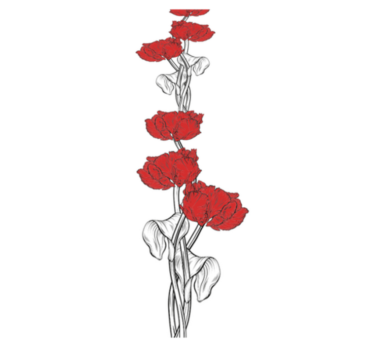 Yatak odası pvc halı dikey kırmızı lale deseni - TenStickers