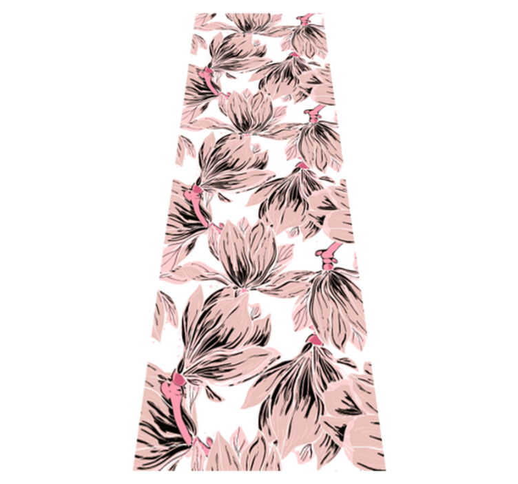 Yatak odası pvc halı beyaz ve pembe magnolya detaylarıyla - TenStickers