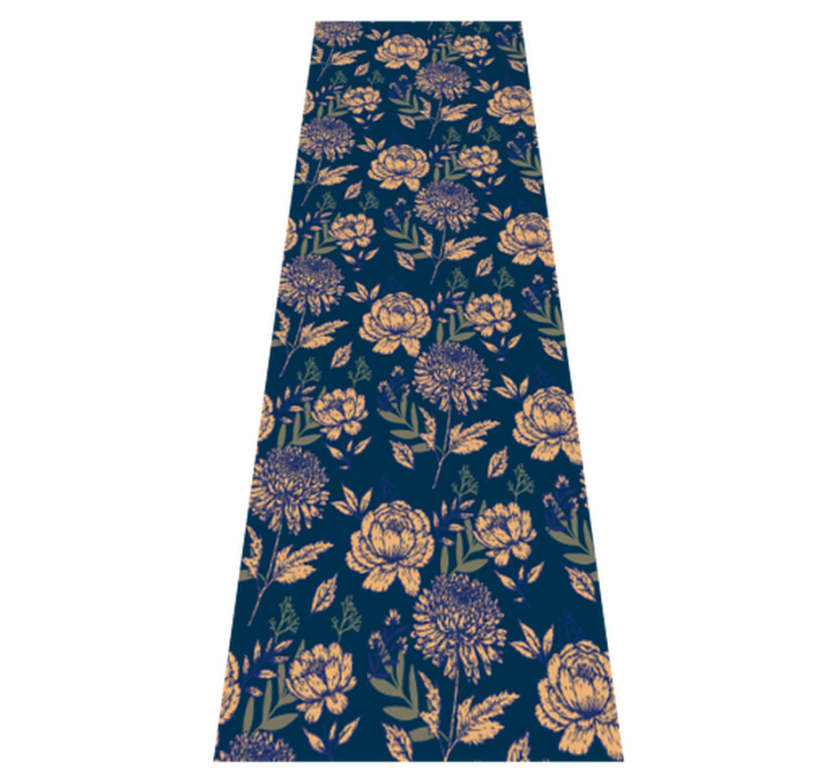 Yatak odası pvc halı fransız eyaleti mavi sarı desen - TenStickers