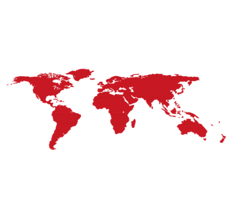 Yatak odası pvc halı kırmızı hatlar dünya haritası - TenStickers