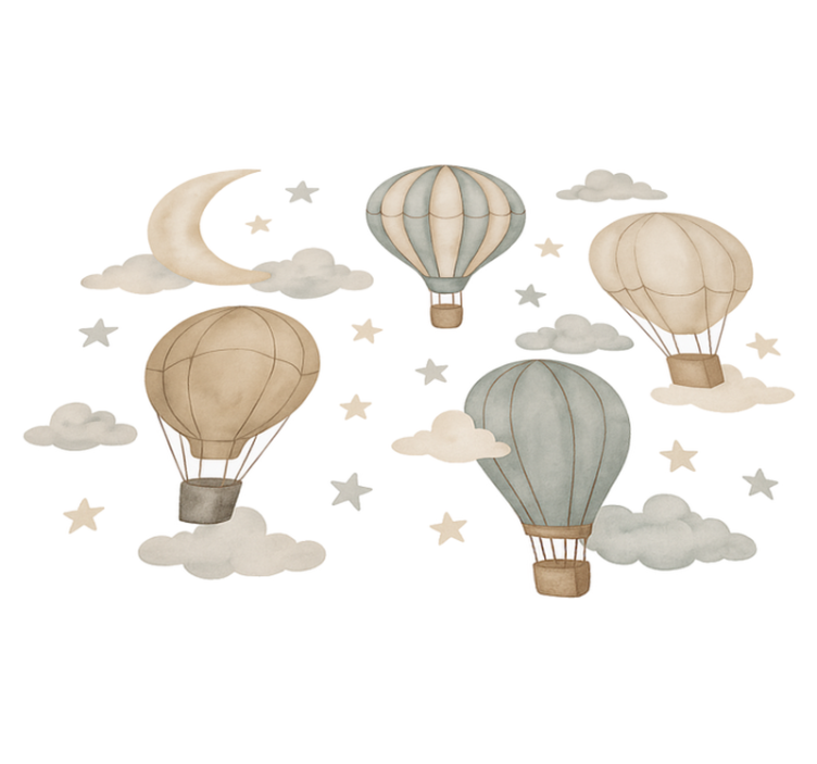 Yatak odası pvc halı yıldızlı balonlar - TenStickers