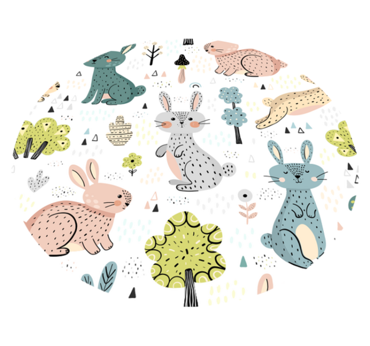 Güzel tavşan ile muhteşem çocuklar vinil halı - TenStickers